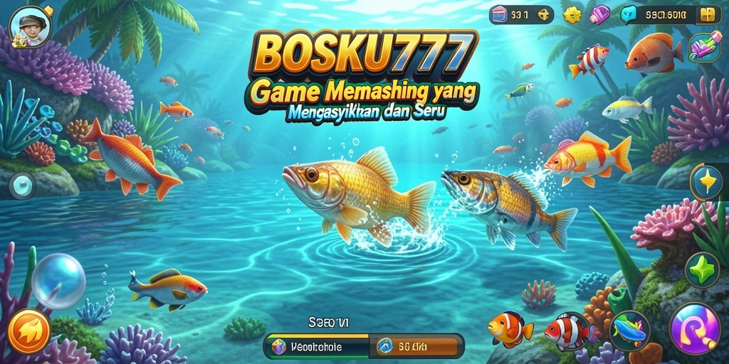 Tampilan gameplay <strong>BOSKU777</strong> dengan suasana memancing yang seru.
