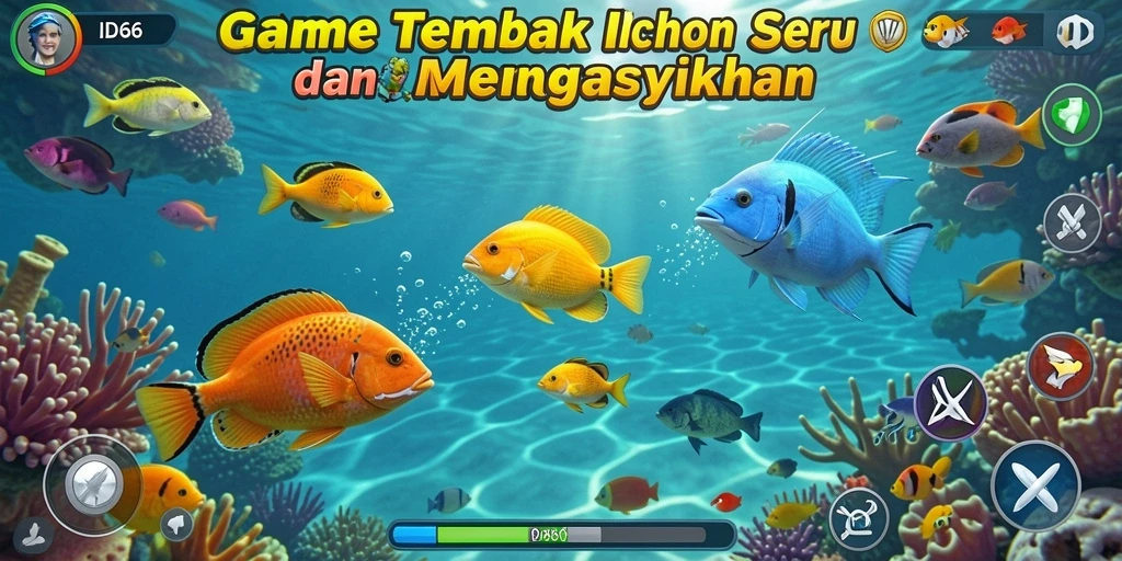 Screenshot ID66 menampilkan aksi menembak ikan yang mengasyikkan.