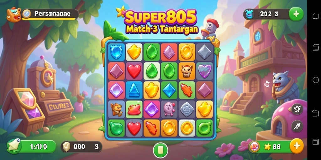 Tangkapan layar <strong>SUPER805</strong> menunjukkan keseruan gameplay Match-3 yang menantang.